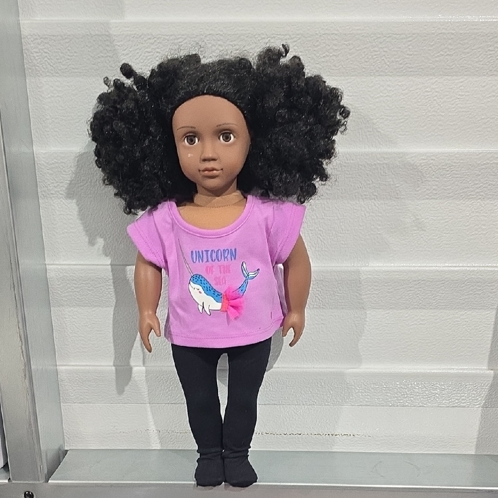 Our Generation Purple and Black 18 Inch Doll with Curly Hair